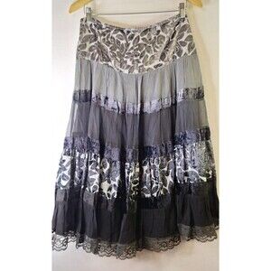 Vtg 90's Y2K RAVE Midi Skirt Sz S Velvet Burnout Lace Trim Regency Cottage Core‎